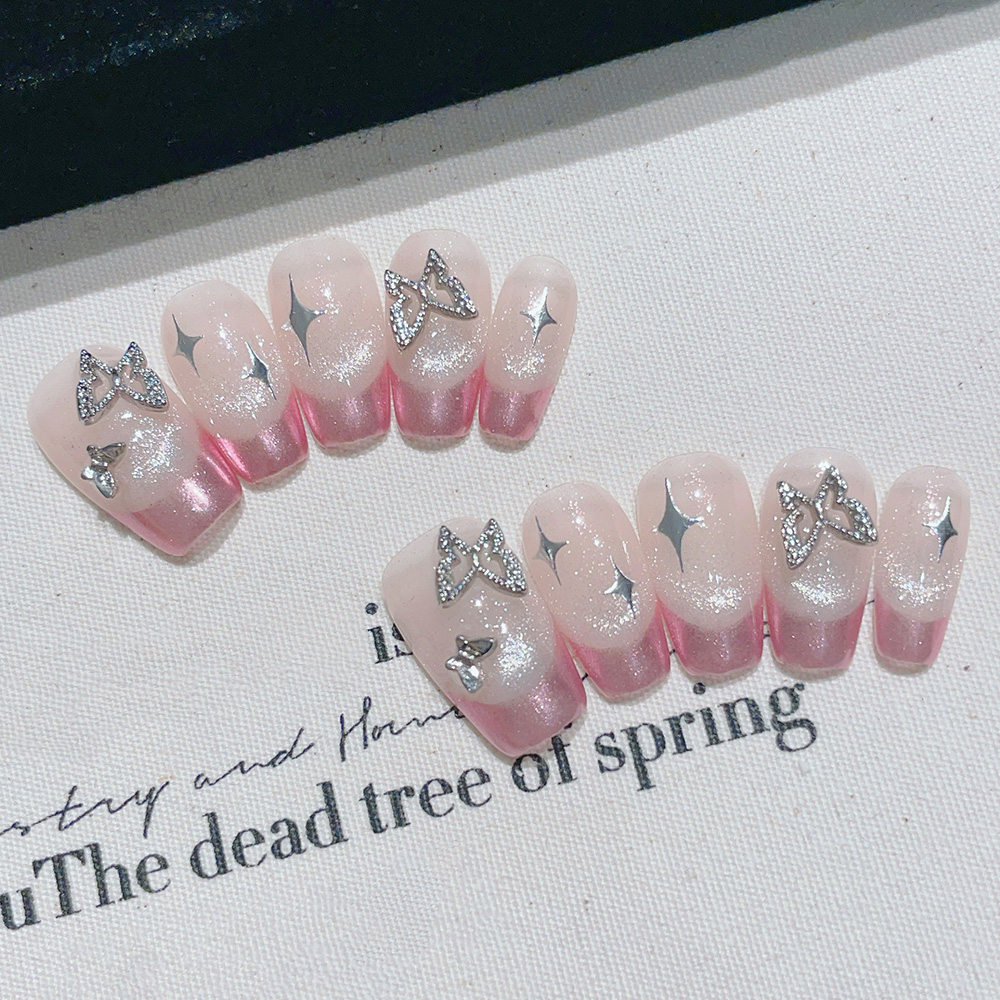 Nail Art Pink - Kit de 10 Uñas Postizas Cortas