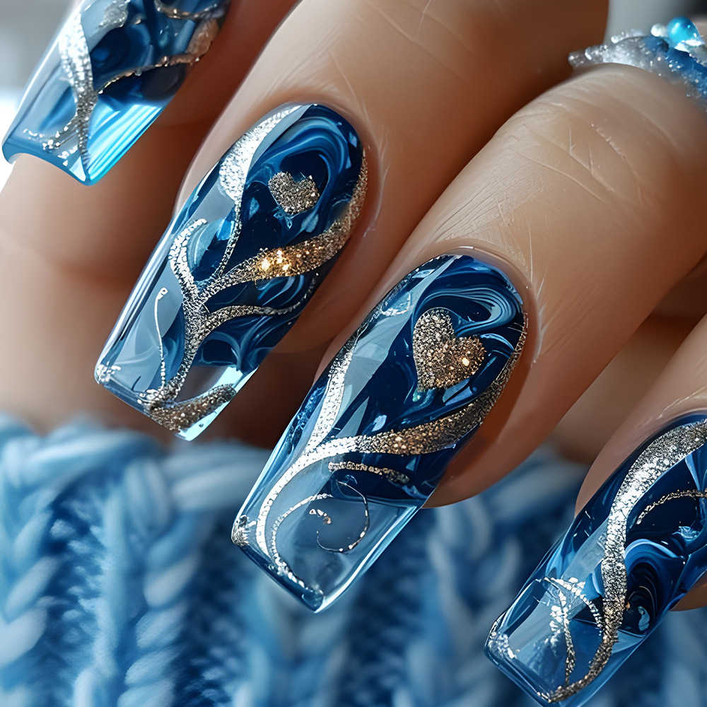 Nail Art Press On - 24 Uds. De uñas postizas de