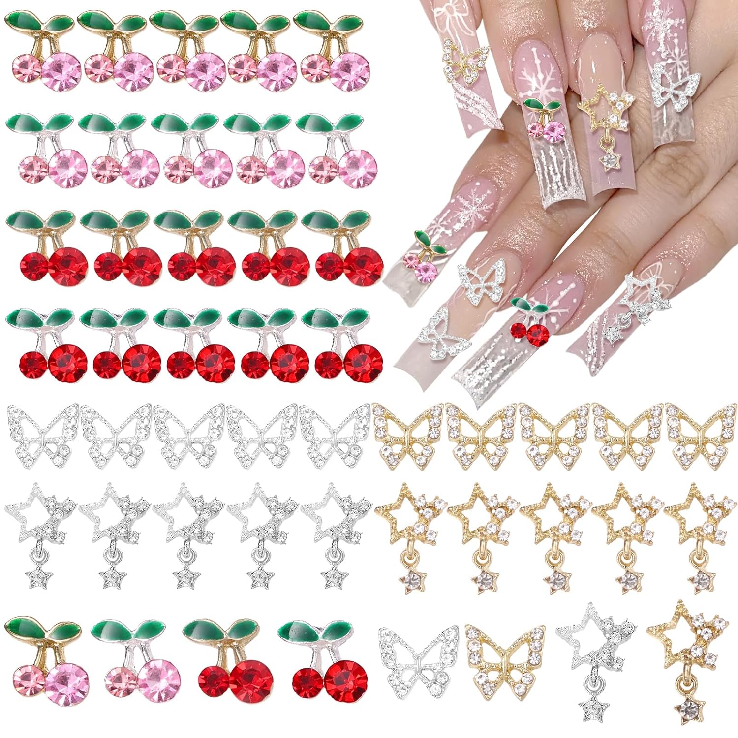 40 piezas de dijes de gemas pa - Nail Art Valentines Day reseña y precio