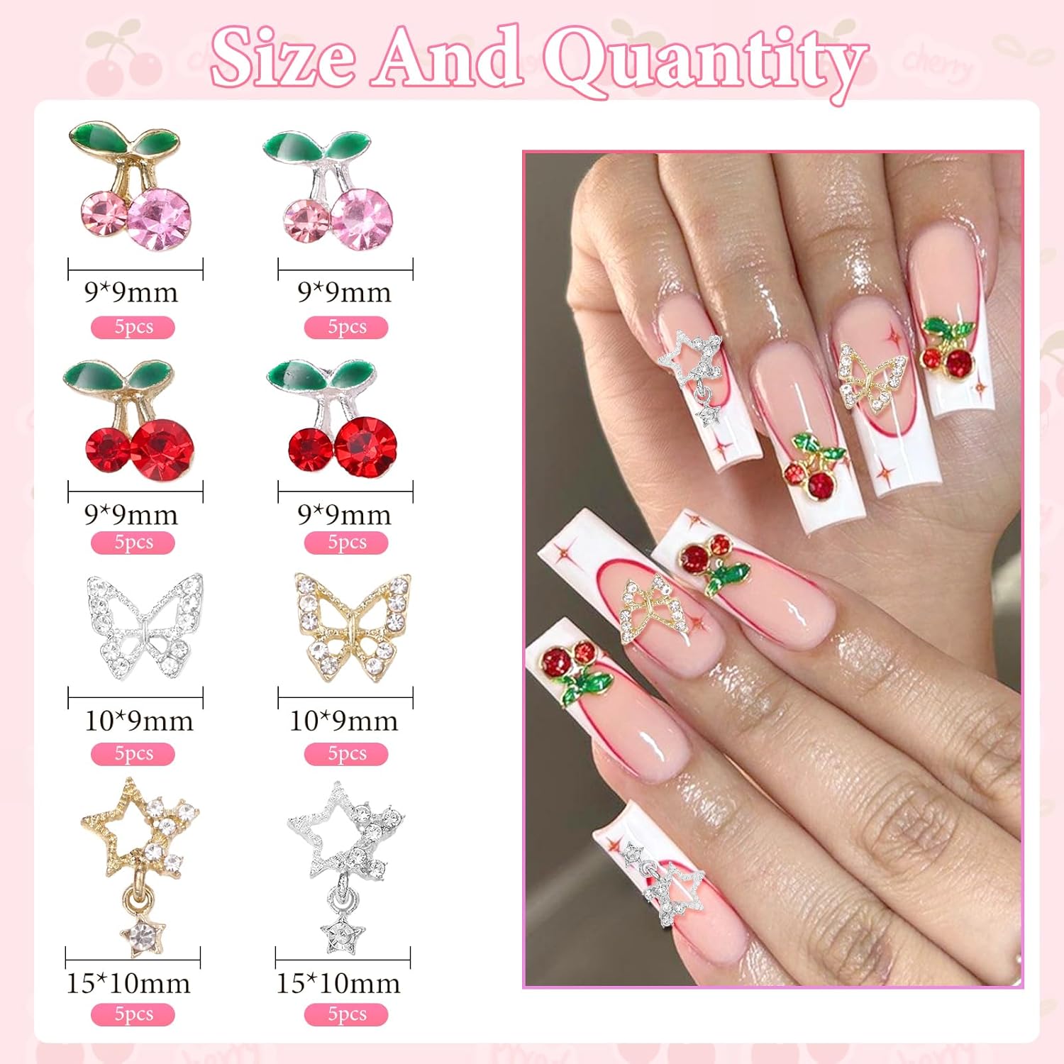40 piezas de dijes de gemas pa - Nail Art Valentines Day reseña y precio