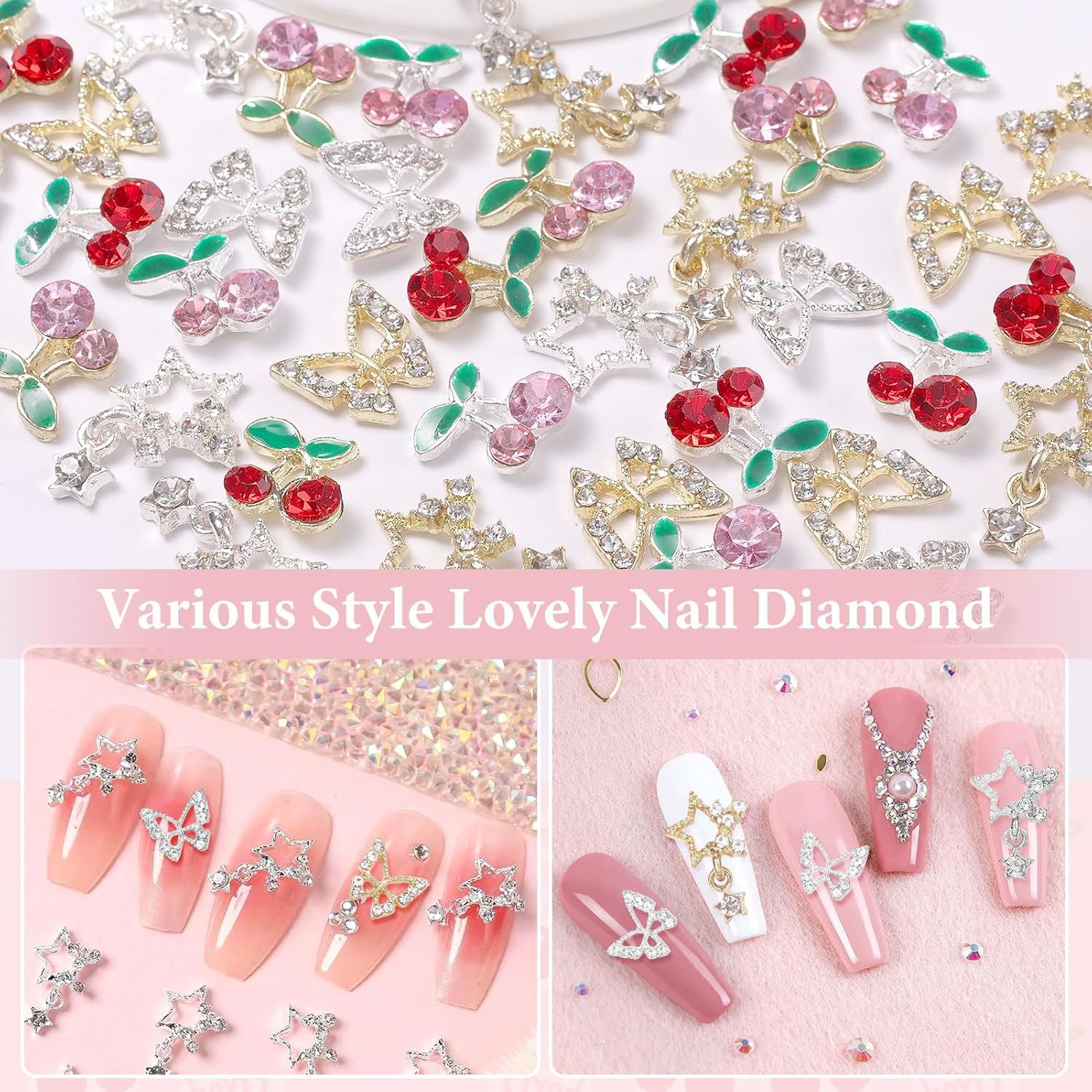 40 piezas de dijes de gemas pa - Nail Art Valentines Day reseña y precio