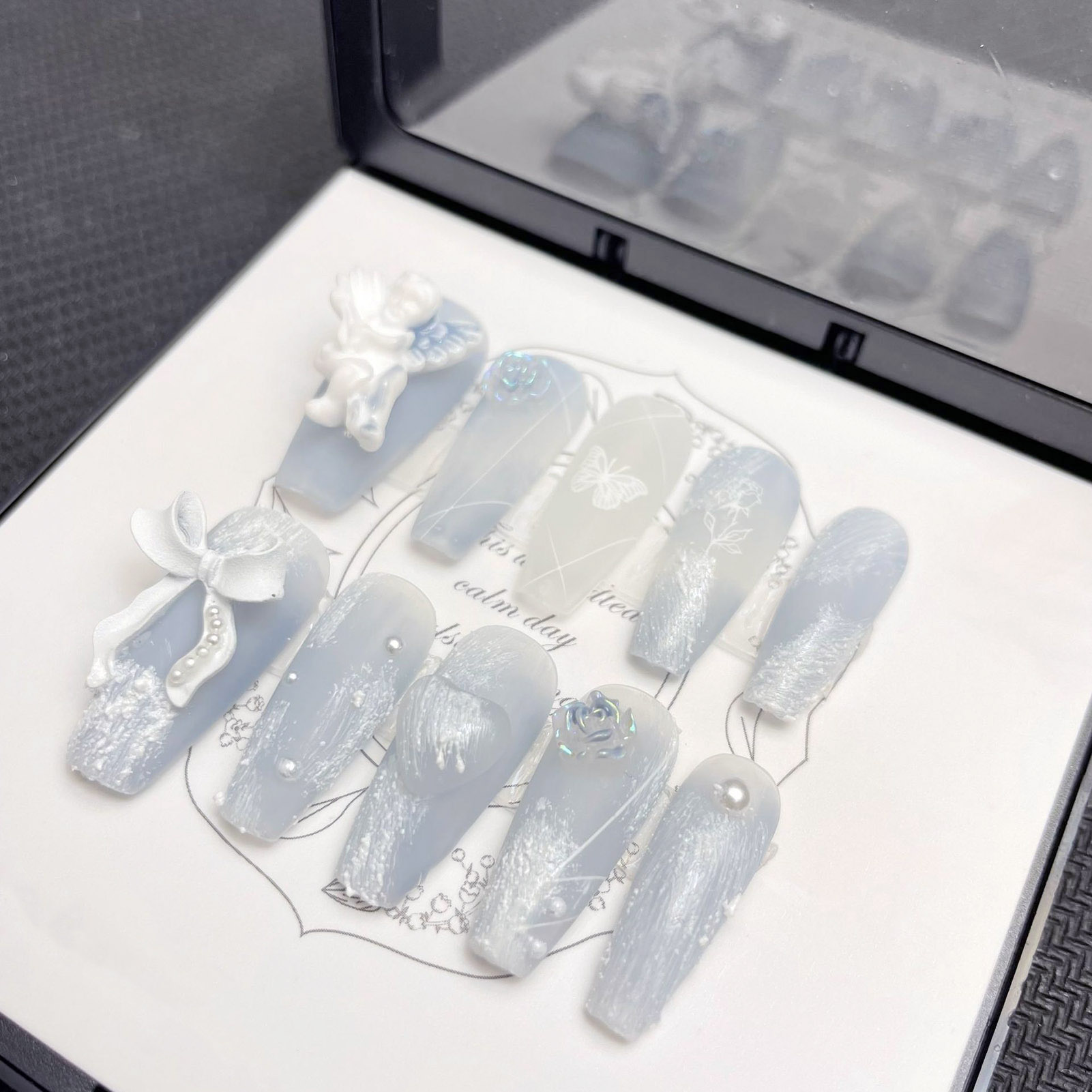 Uñas postizas de Ángel de yeso - Nail Art Press On reseña y precio
