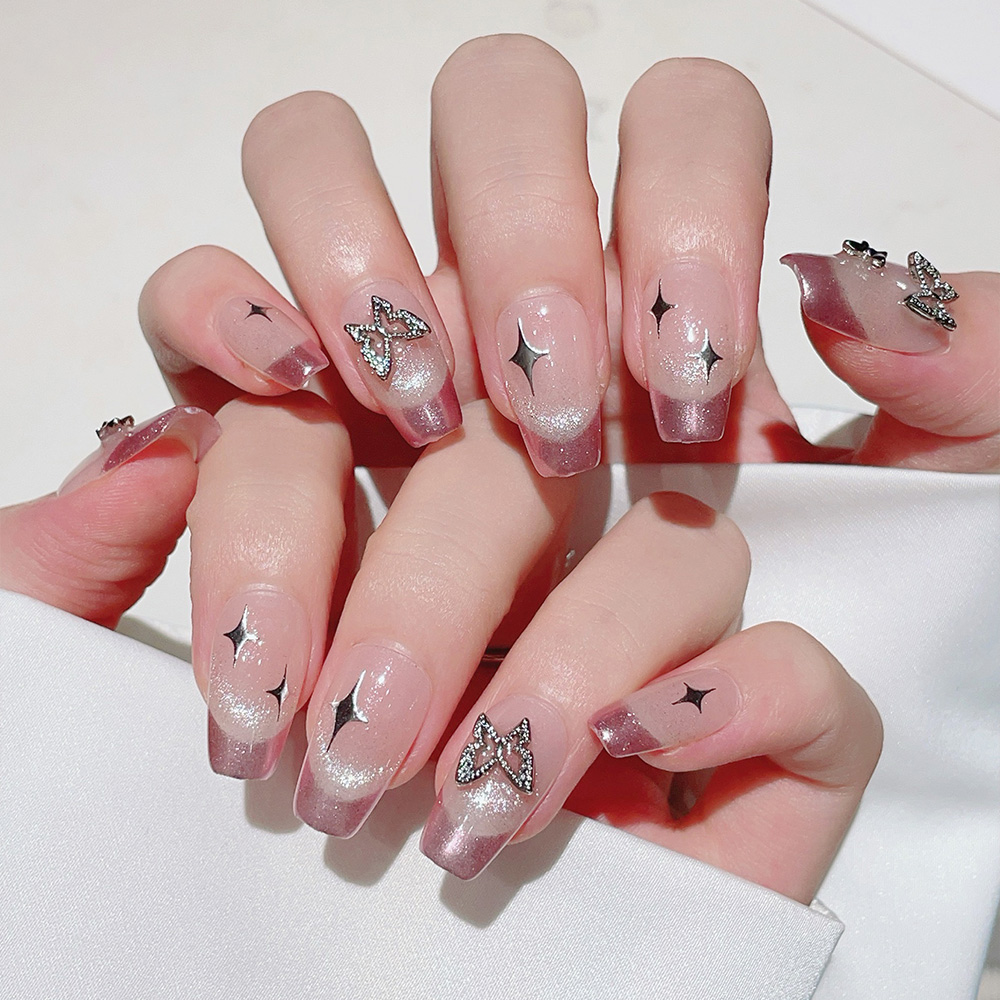 Kit de 10 Uñas Postizas Cortas - Nail Art Pink reseña y precio