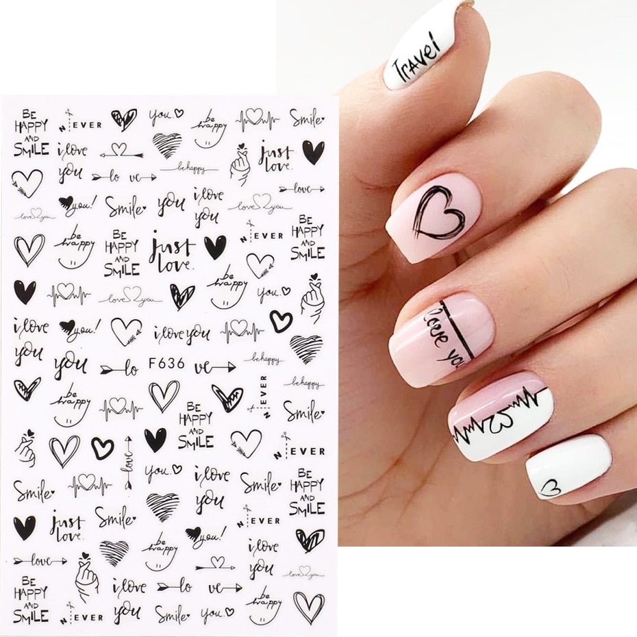 2 uds. De pegatinas 3D para de - Nail Art Valentines Day reseña y precio