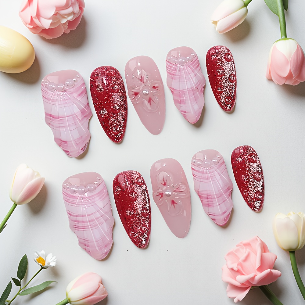 Kit de 10 Uñas Postizas Median - Nail Art Pink reseña y precio
